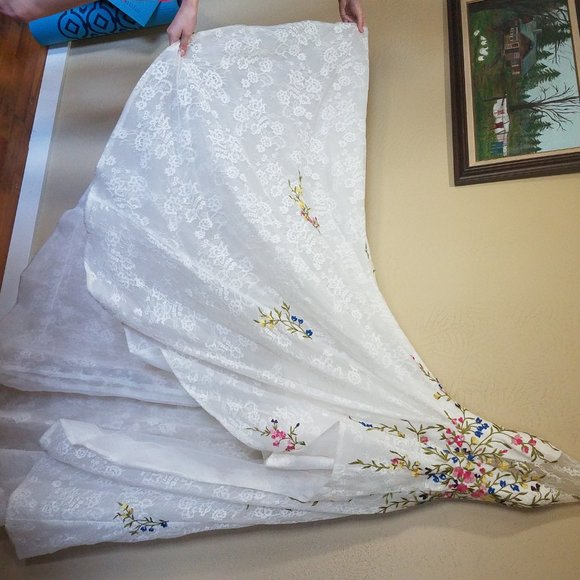 SHERRI HILL WHITE FLORAL LACE PROM DRESS - Picture 9 of 16